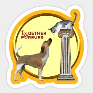 Cat and Dog, Together Forever, Golden Circle Sticker